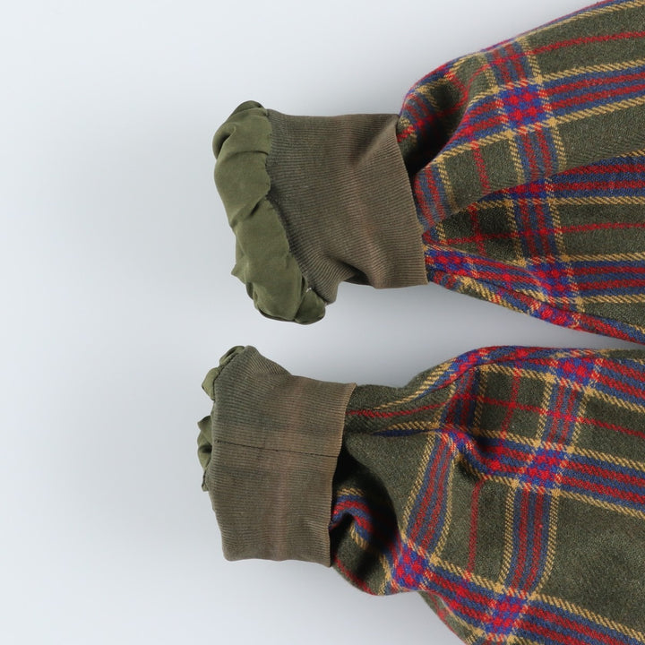 ADOLFO Check Pattern Wool Blouson, Men's Size Medium, Vintage wool Khaki type Vintage Second Hand