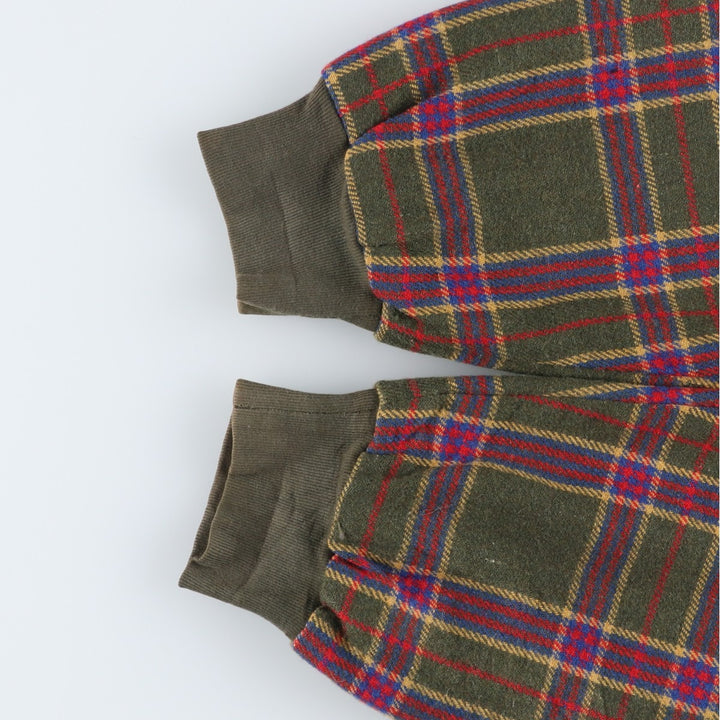ADOLFO Check Pattern Wool Blouson, Men's Size Medium, Vintage wool Khaki type Vintage Second Hand