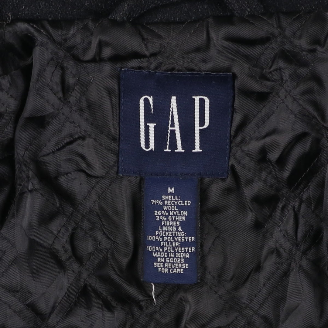 90'S GAP Vintage Padded Wool Jacket, Men's Size Medium Recycled wool black type Vintage Second Hand