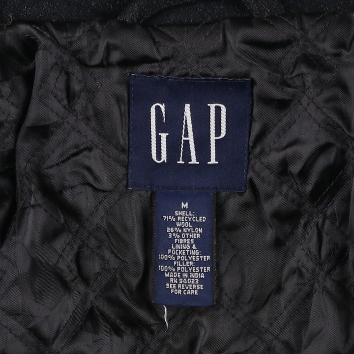 90'S GAP Vintage Padded Wool Jacket, Men's Size Medium Recycled wool black type Vintage Second Hand