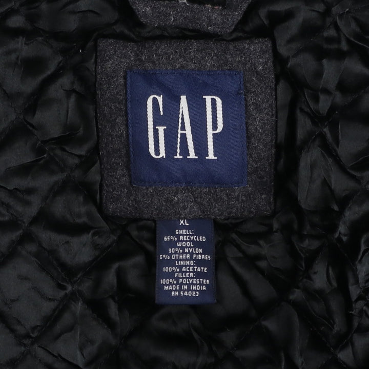 90'S GAP Vintage Padded Wool Jacket, Men's XL Recycled wool Charcoal Vintage Second Hand