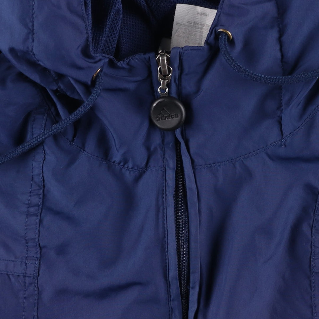 Vintage 90'S adidas hooded half-zip warm-up pullover, men's size L polyester navy blue type Vintage Second Hand