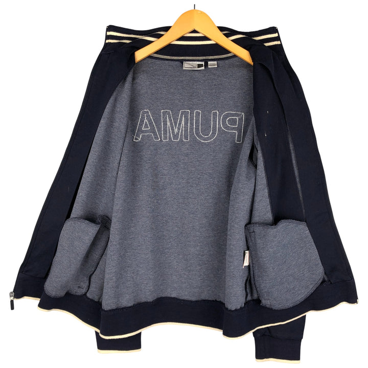 90s-00'S Puma Back Logo Jersey Track Jacket, Men's Size Medium, Vintage polyester navy blue type Vintage Second Hand