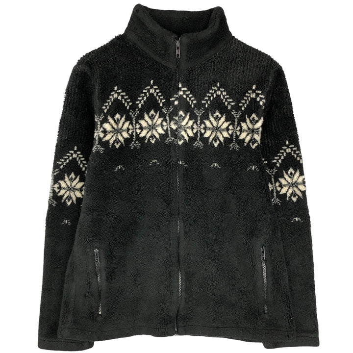 BLACK DIAMOND Snow Pattern Fleece Jacket, Made in USA, Men's Size M acrylic black type Vintage Second Hand
