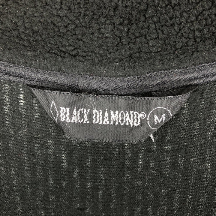 BLACK DIAMOND Snow Pattern Fleece Jacket, Made in USA, Men's Size M acrylic black type Vintage Second Hand