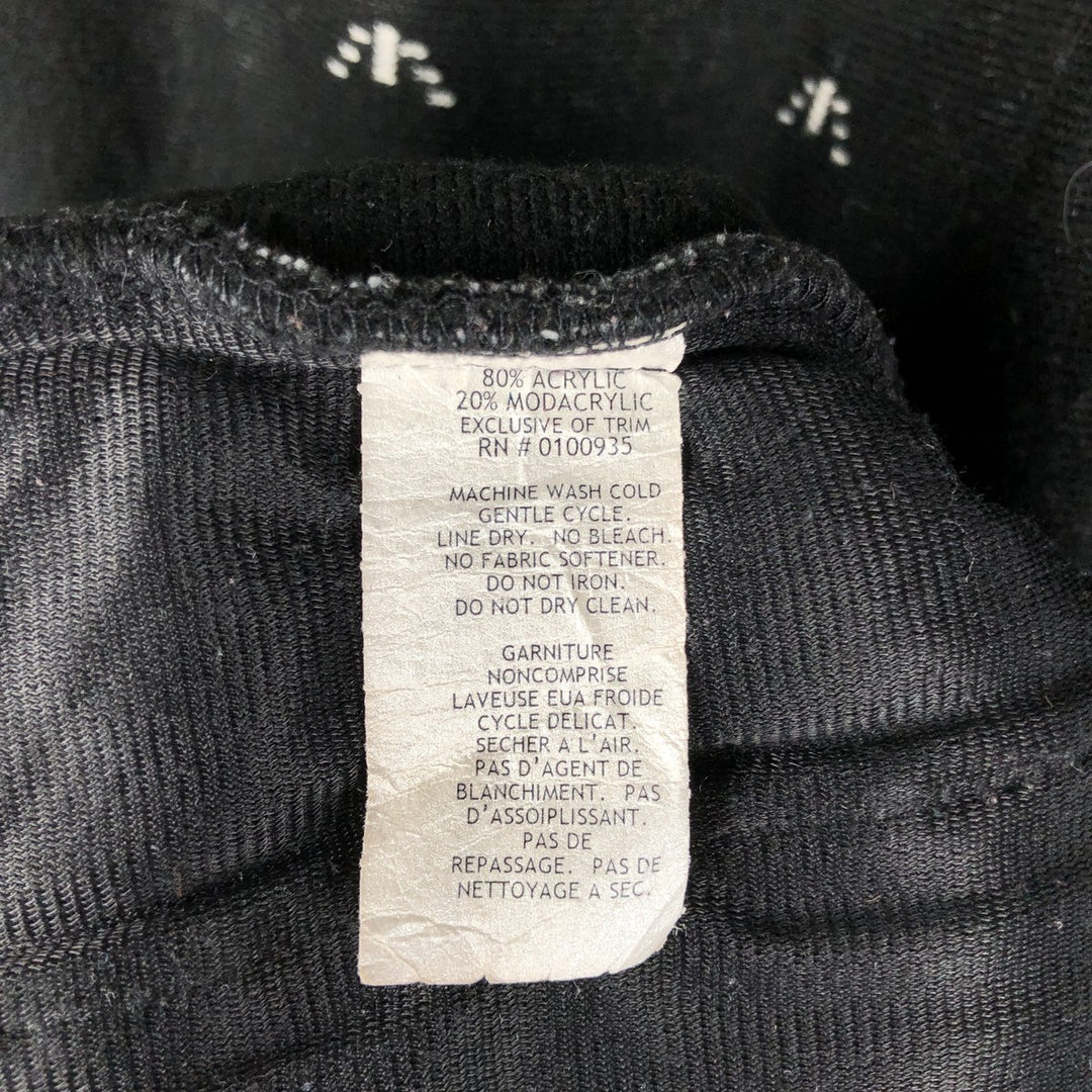 BLACK DIAMOND Snow Pattern Fleece Jacket, Made in USA, Men's Size M acrylic black type Vintage Second Hand