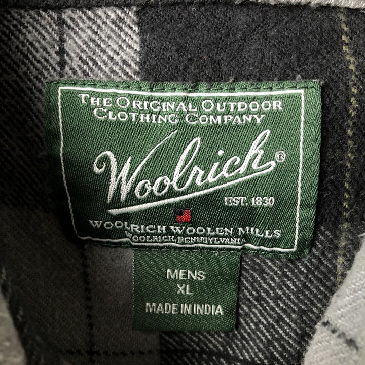 2000'S WOOLRICH Long Sleeve Flannel Check Shirt, Men's Size XL cotton black type Vintage Second Hand