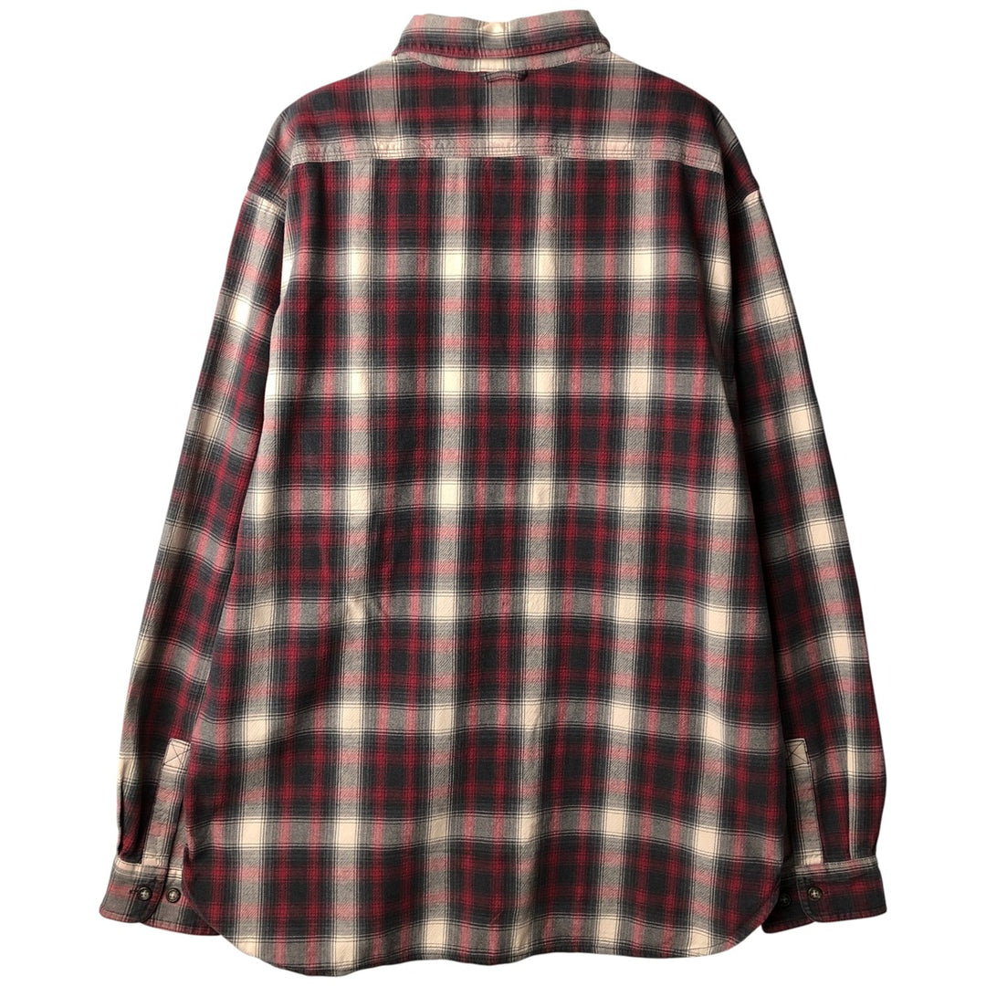 2000'S Eddie Bauer long-sleeved flannel check shirt, men's size L cotton red type Vintage Second Hand