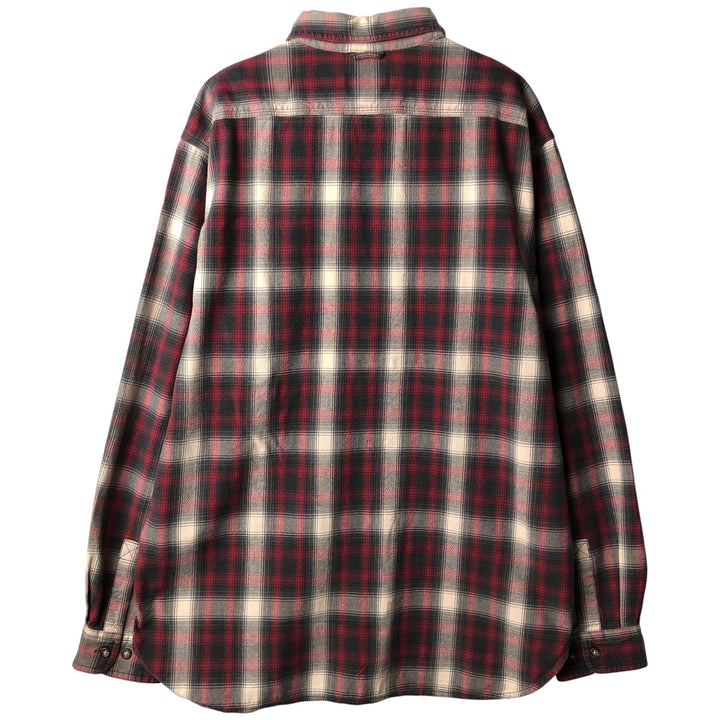 2000'S Eddie Bauer long-sleeved flannel check shirt, men's size L cotton red type Vintage Second Hand