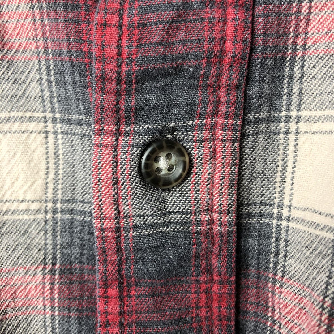 2000'S Eddie Bauer long-sleeved flannel check shirt, men's size L cotton red type Vintage Second Hand