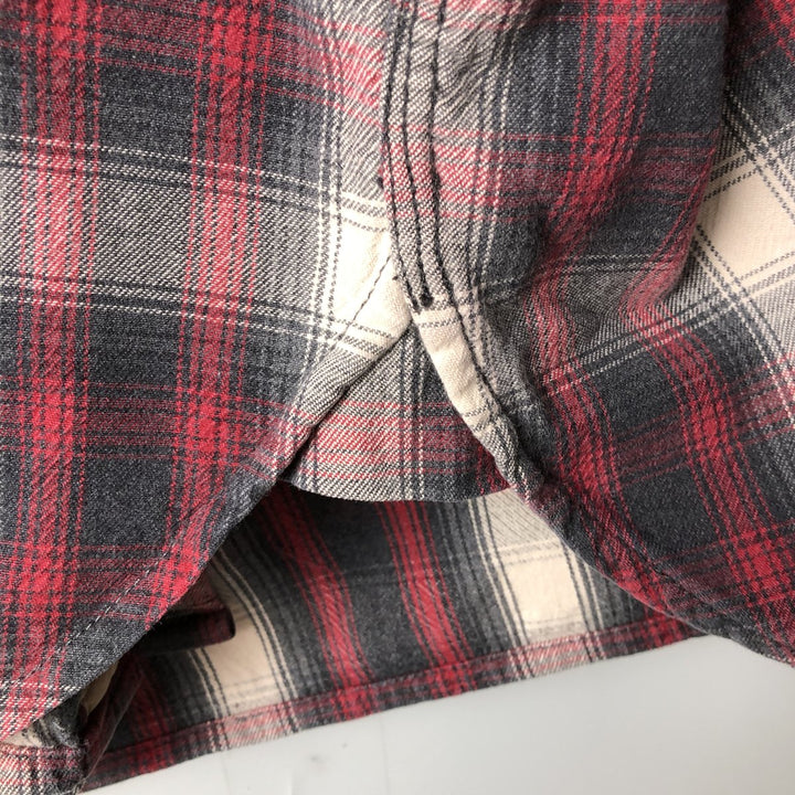 2000'S Eddie Bauer long-sleeved flannel check shirt, men's size L cotton red type Vintage Second Hand