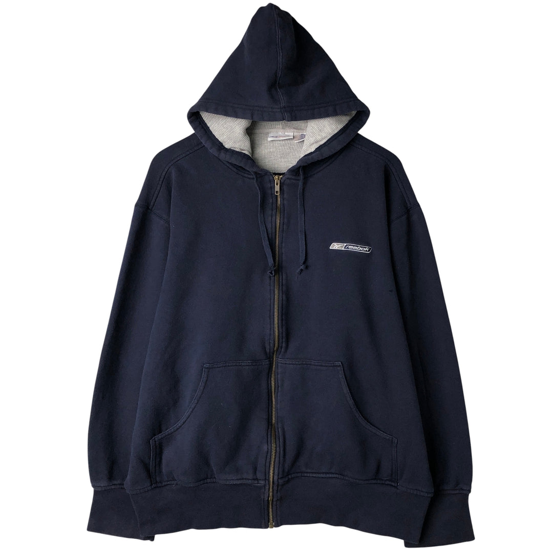Reebok Sweat Full Zip Hoodie, Men's Size M cotton navy blue type Vintage Second Hand
