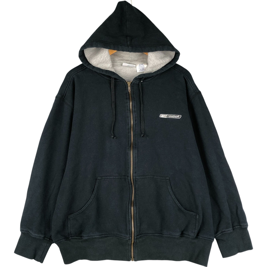 Reebok Sweat Full Zip Hoodie, Men's Size M cotton black type Vintage Second Hand