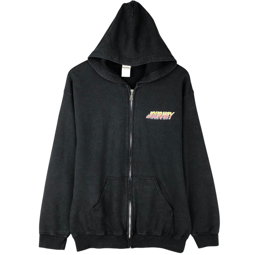Gildan Journey Las Vegas 2019 Band Full-Zip Hoodie, Men's Size Medium cotton black type Vintage Second Hand