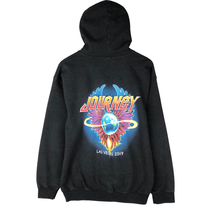 Gildan Journey Las Vegas 2019 Band Full-Zip Hoodie, Men's Size Medium cotton black type Vintage Second Hand