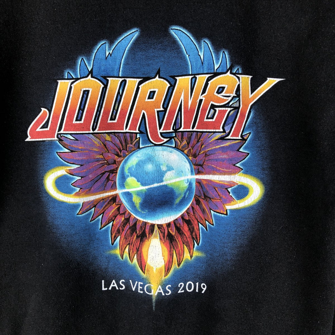 Gildan Journey Las Vegas 2019 Band Full-Zip Hoodie, Men's Size Medium cotton black type Vintage Second Hand