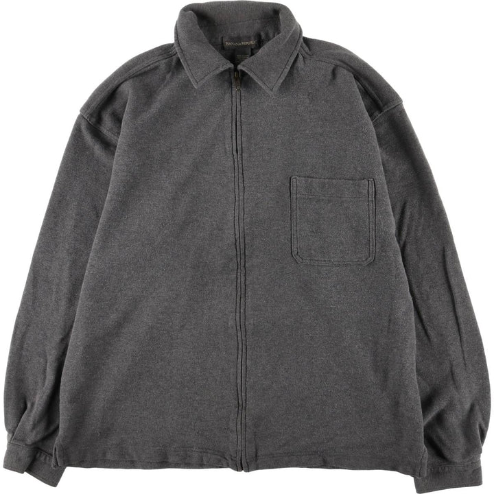 2000'S Banana Republic collared full-zip sweatshirt, men's size M cotton gray type Vintage Second Hand