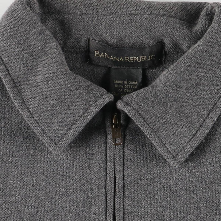 2000'S Banana Republic collared full-zip sweatshirt, men's size M cotton gray type Vintage Second Hand