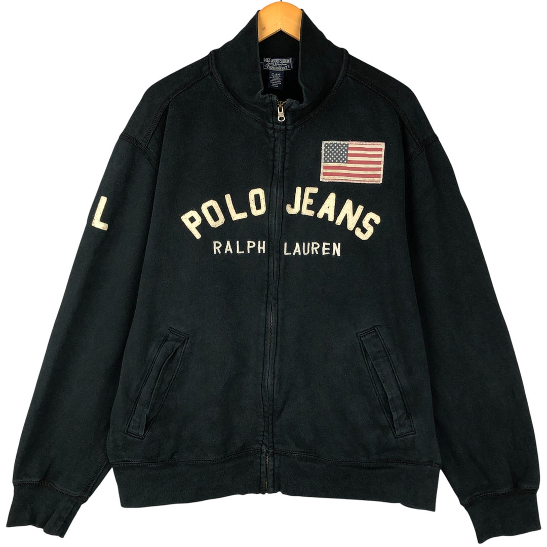 2000'S Ralph Lauren Polo Jeans Company Stars and Stripes Full-Zip Sweatshirt, Men's Size XL cotton black type Vintage Second Hand