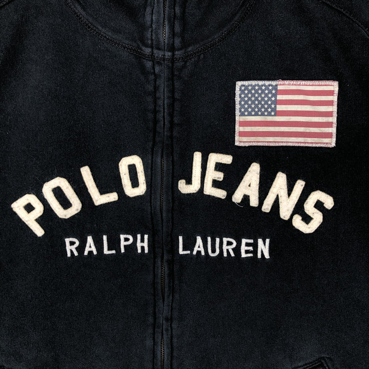 2000'S Ralph Lauren Polo Jeans Company Stars and Stripes Full-Zip Sweatshirt, Men's Size XL cotton black type Vintage Second Hand