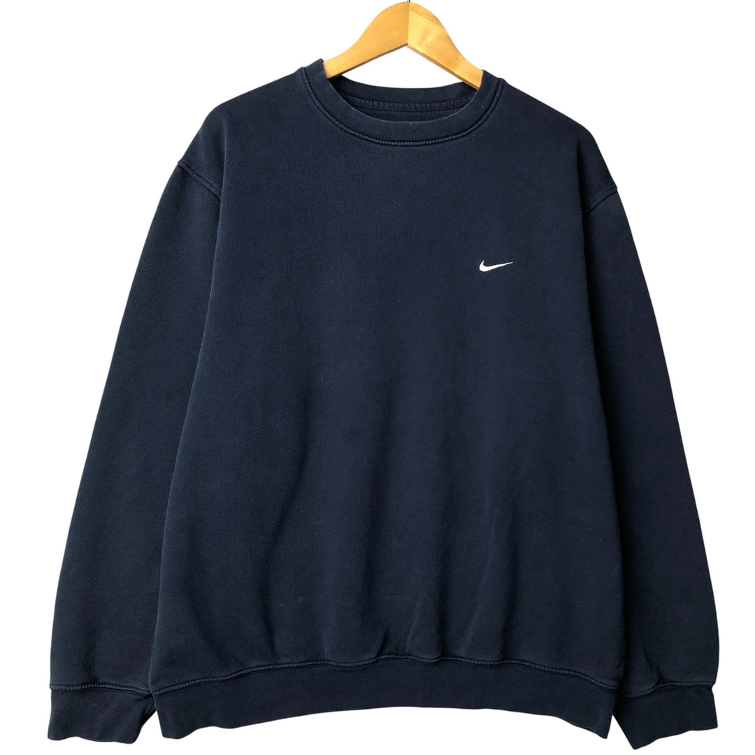00'S Nike One Point Logo Sweatshirt Trainer Men's L size cotton navy blue type Vintage Second Hand