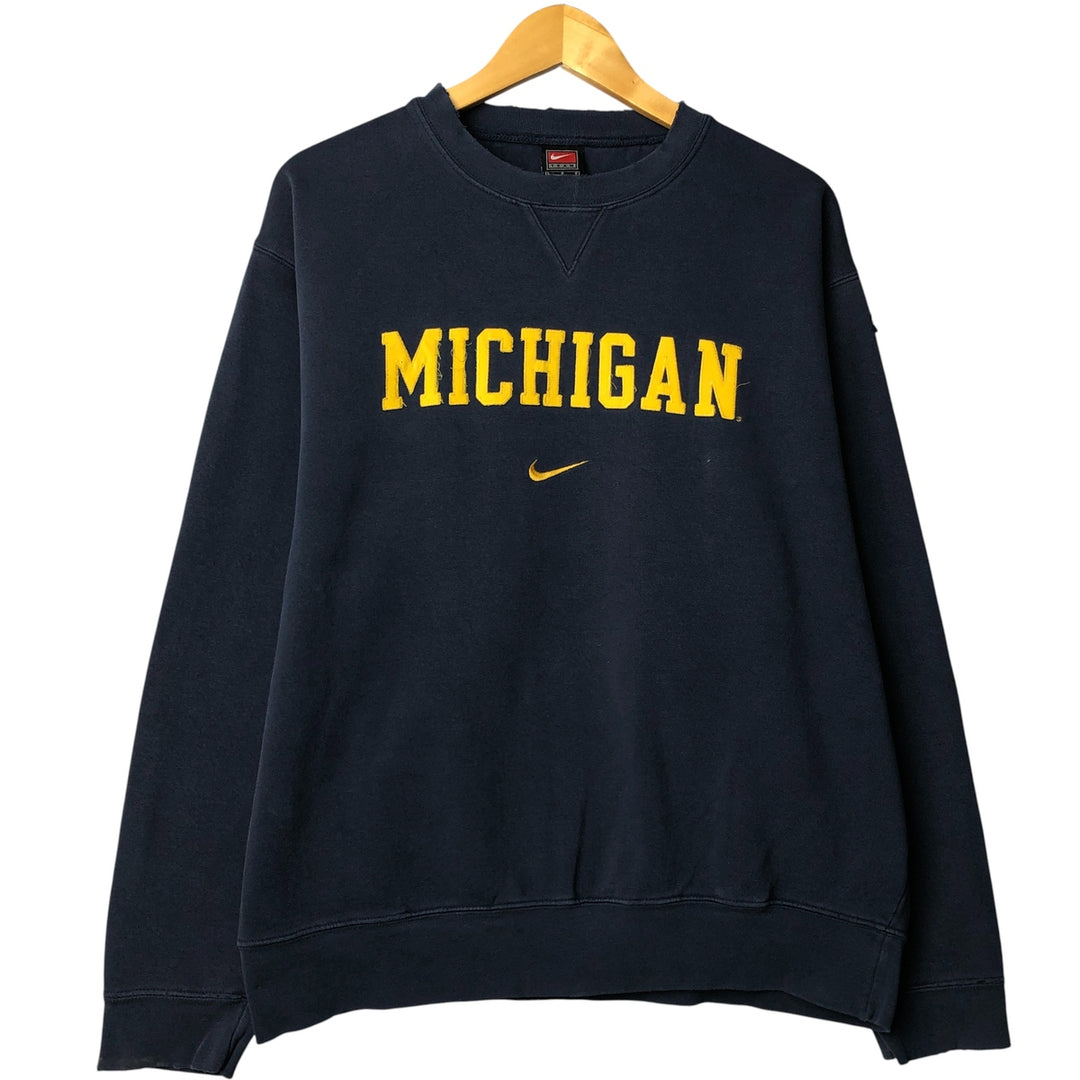 2000'S Nike Team Michigan University College Sweatshirt, Men's Size Large cotton navy blue type Vintage Second Hand