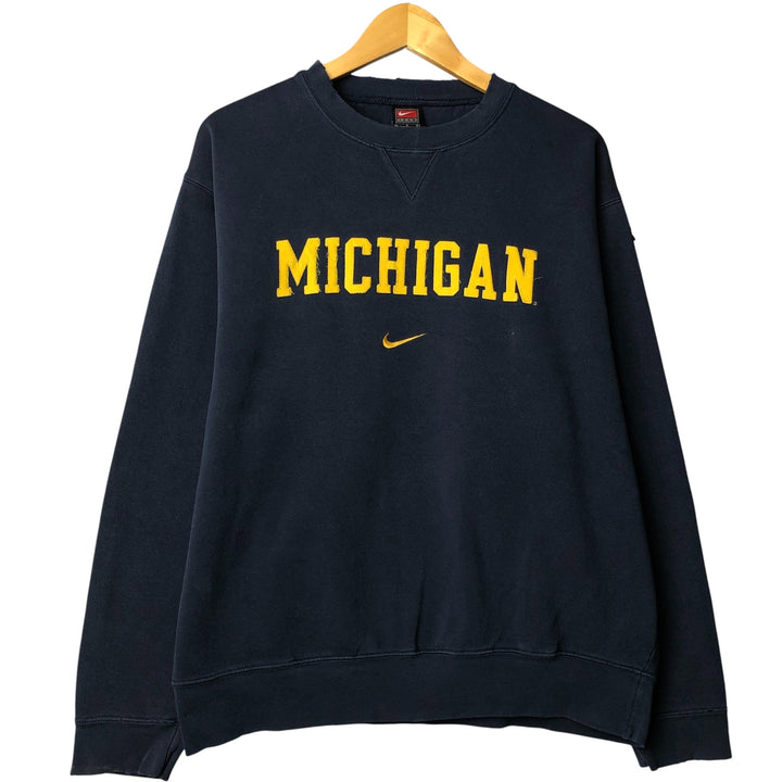 2000'S Nike Team Michigan University College Sweatshirt, Men's Size Large cotton navy blue type Vintage Second Hand