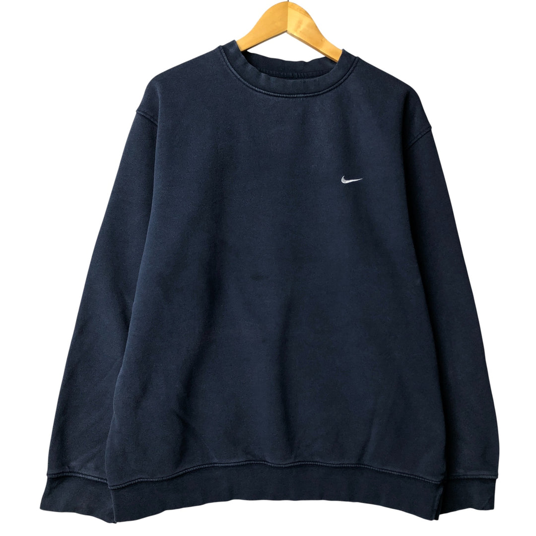 00'S Nike One Point Logo Sweatshirt Trainer Men's L size unclear navy blue type Vintage Second Hand