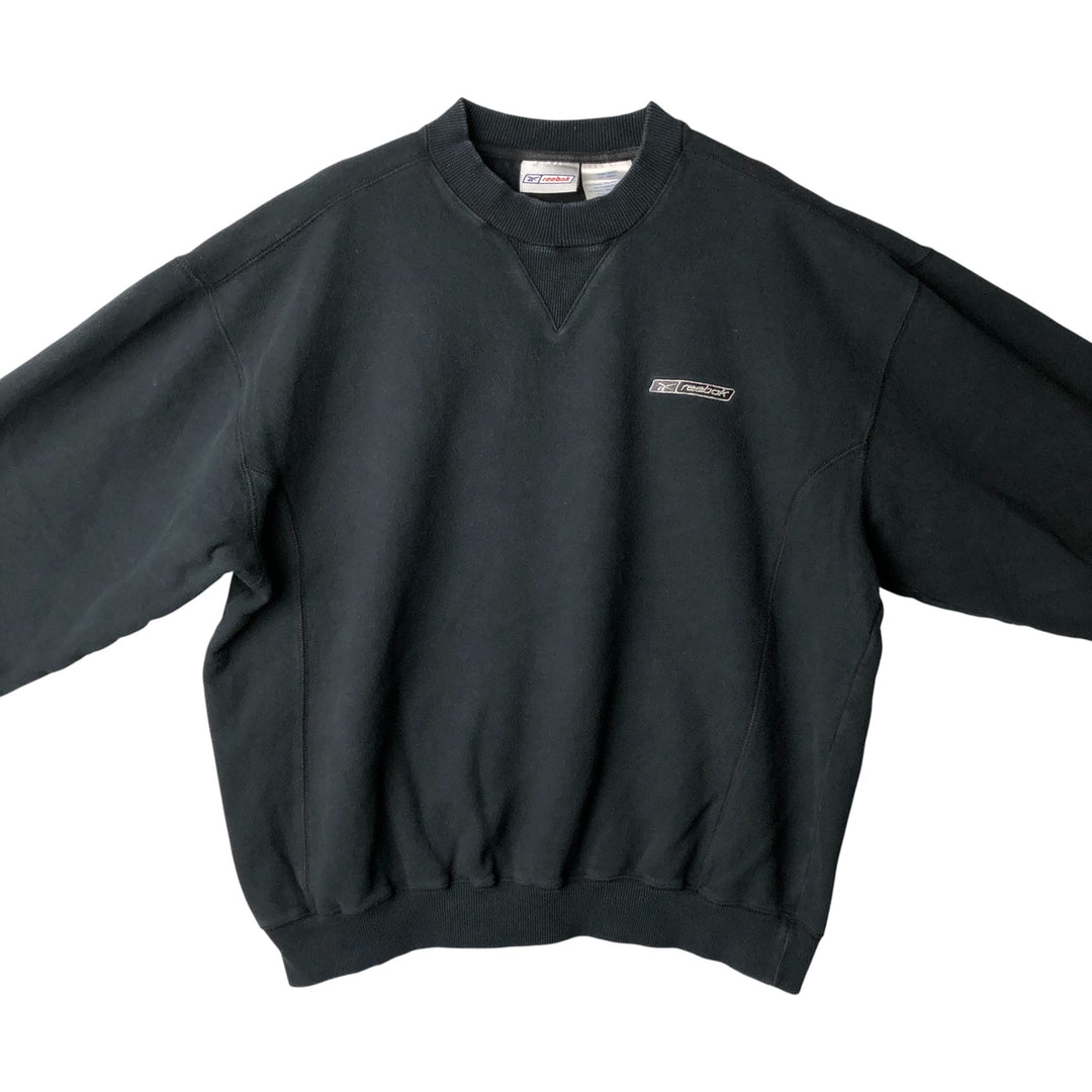 Reebok logo sweatshirt, men's size L cotton black type Vintage Second Hand