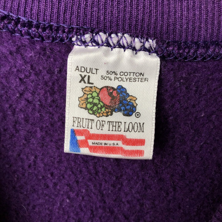 Vintage 90'S Fruit of the Loom embroidered sweatshirt, made in the USA, men's size XL cotton purple type Vintage Second Hand