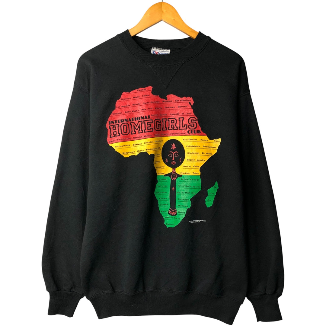 Vintage 90'S Hanes Classics printed sweatshirt, Made in USA, Men's Size L cotton black type Vintage Second Hand
