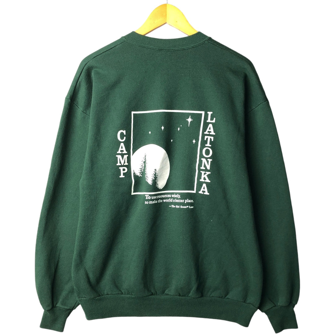 90'S Jerzees Printed Sweatshirt, Made in USA, Men's XL, Vintage cotton green type Vintage Second Hand