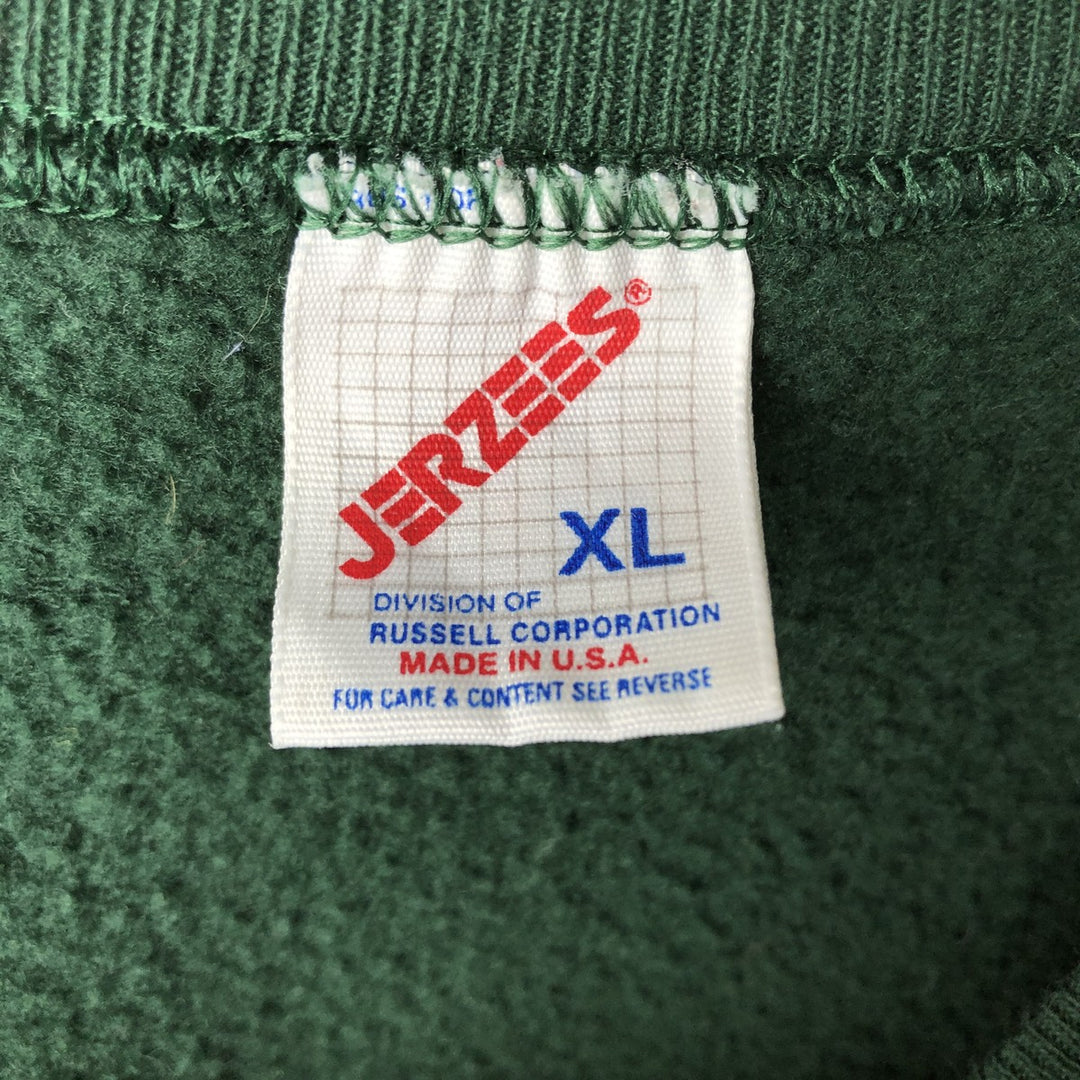 90'S Jerzees Printed Sweatshirt, Made in USA, Men's XL, Vintage cotton green type Vintage Second Hand