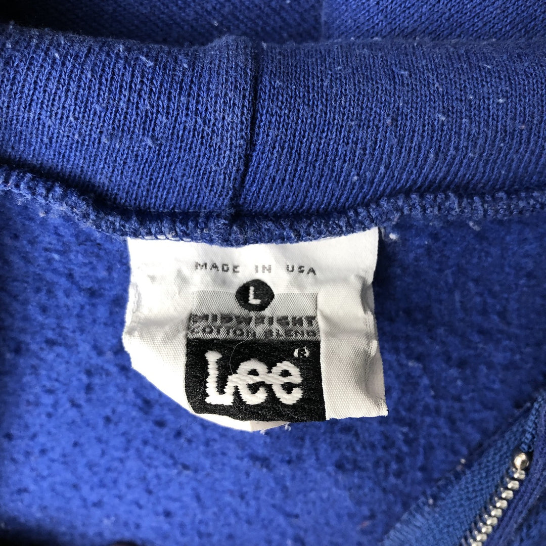 90'S Lee Sweatshirt Full Zip Hoodie, Made in USA, Men's Size L cotton blue type Vintage Second Hand