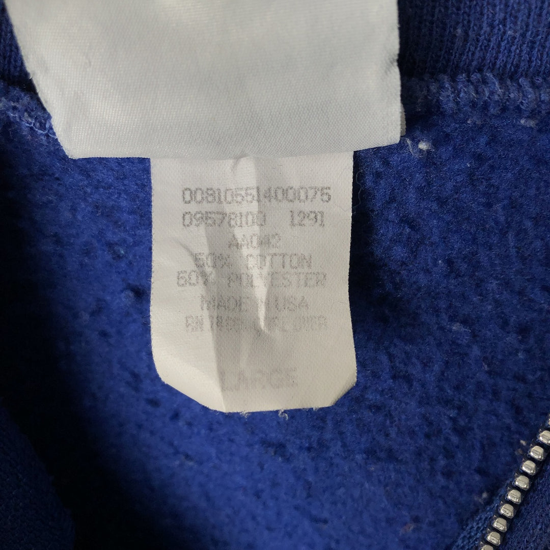 90'S Lee Sweatshirt Full Zip Hoodie, Made in USA, Men's Size L cotton blue type Vintage Second Hand