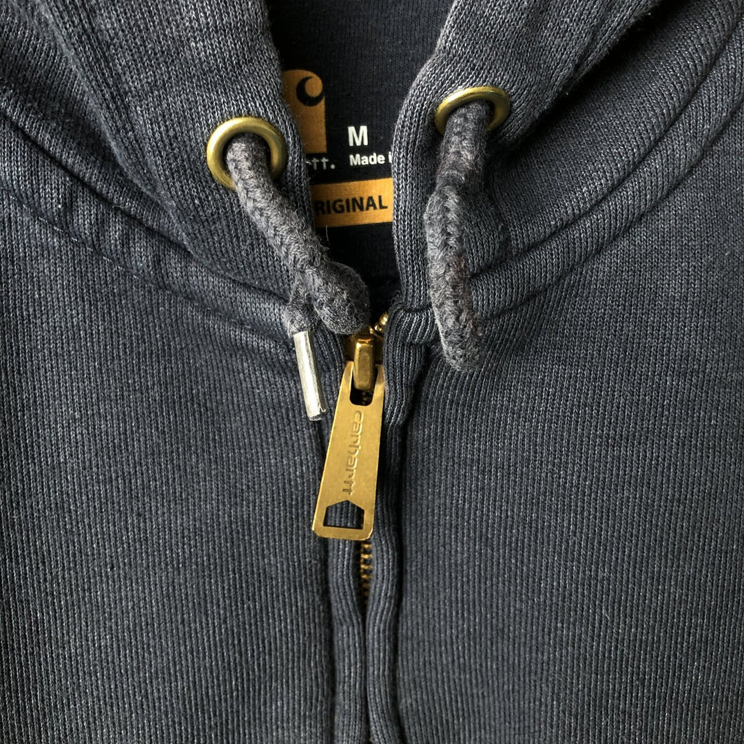 Carhartt ORIGINAL FIT sweat full zip hoodie, men's size M cotton navy blue type Vintage Second Hand