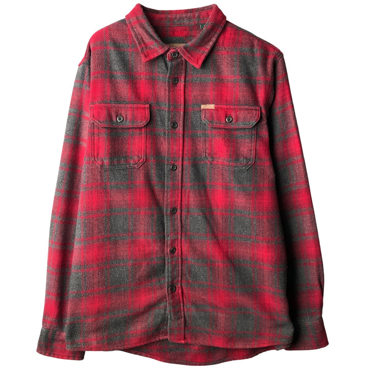 ORVIS Long Sleeve Heavy Flannel Check Shirt, Men's Size L cotton red type Vintage Second Hand