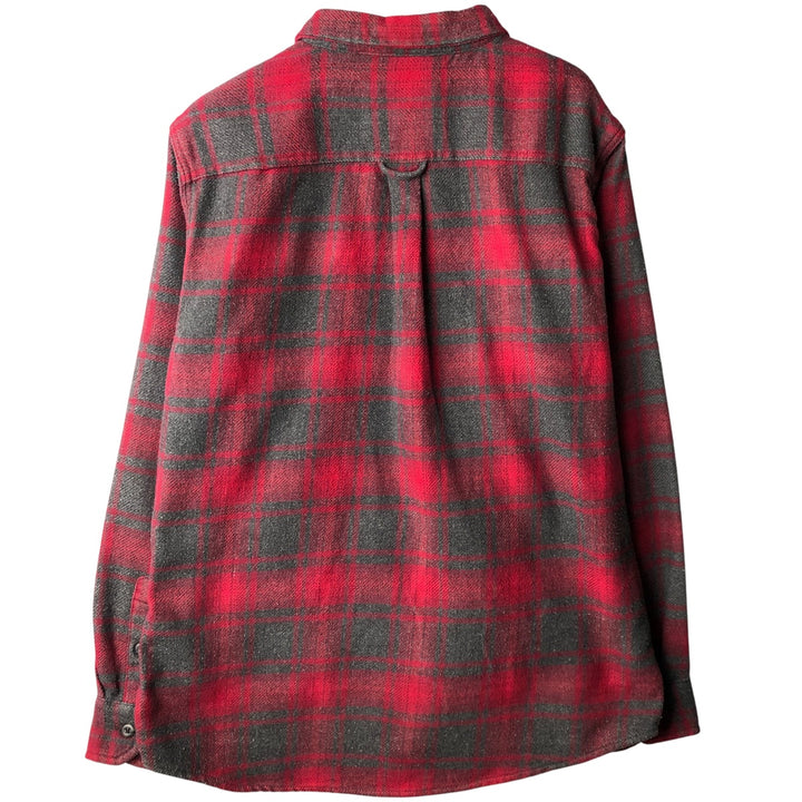 ORVIS Long Sleeve Heavy Flannel Check Shirt, Men's Size L cotton red type Vintage Second Hand