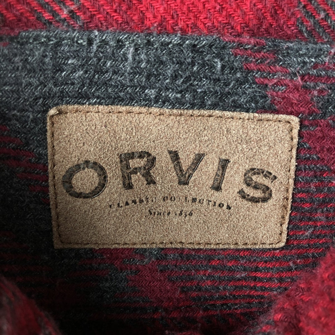 ORVIS Long Sleeve Heavy Flannel Check Shirt, Men's Size L cotton red type Vintage Second Hand
