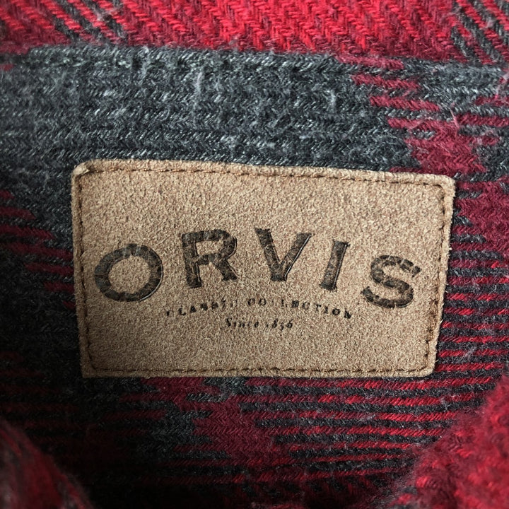 ORVIS Long Sleeve Heavy Flannel Check Shirt, Men's Size L cotton red type Vintage Second Hand