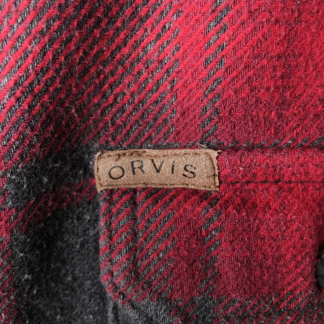 ORVIS Long Sleeve Heavy Flannel Check Shirt, Men's Size L cotton red type Vintage Second Hand