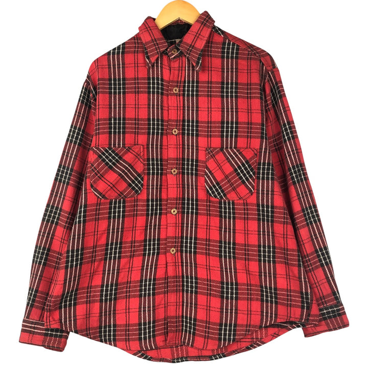 Vintage 1970'S JCPenney BIG MAC long-sleeved flannel check shirt, men's size XL cotton red type Vintage Second Hand