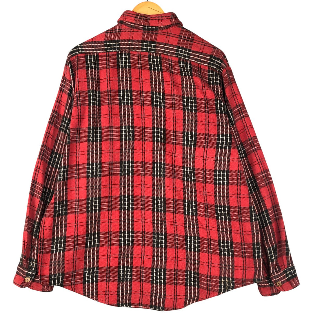 Vintage 1970'S JCPenney BIG MAC long-sleeved flannel check shirt, men's size XL cotton red type Vintage Second Hand