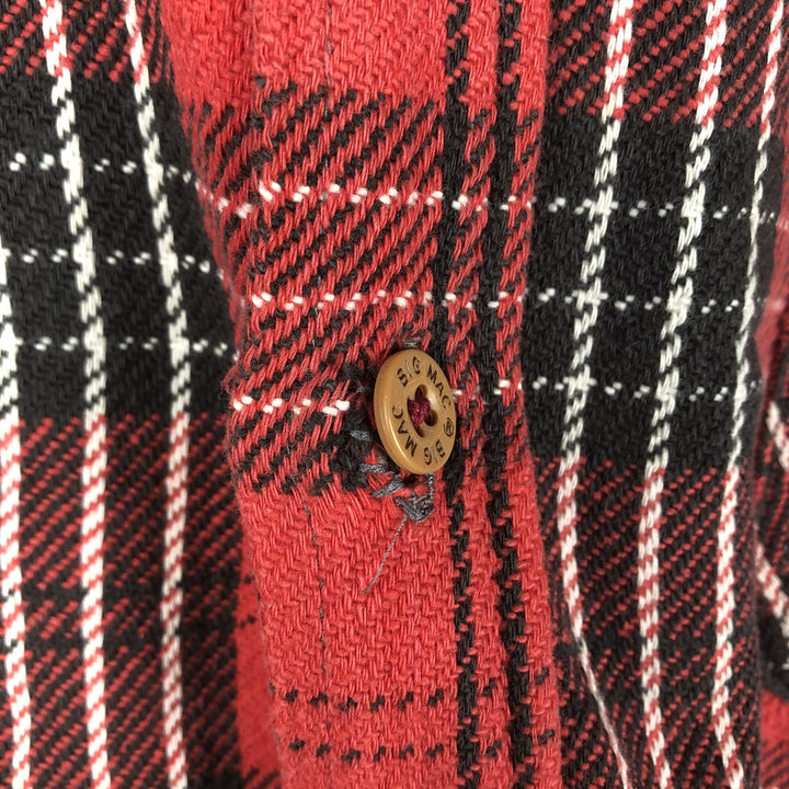 Vintage 1970'S JCPenney BIG MAC long-sleeved flannel check shirt, men's size XL cotton red type Vintage Second Hand