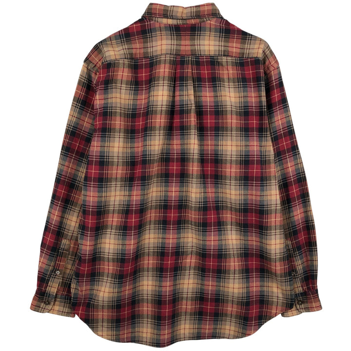 2000'S Ralph Lauren Polo Jeans Company long-sleeved flannel check shirt, men's size XL cotton wine-red Vintage Second Hand