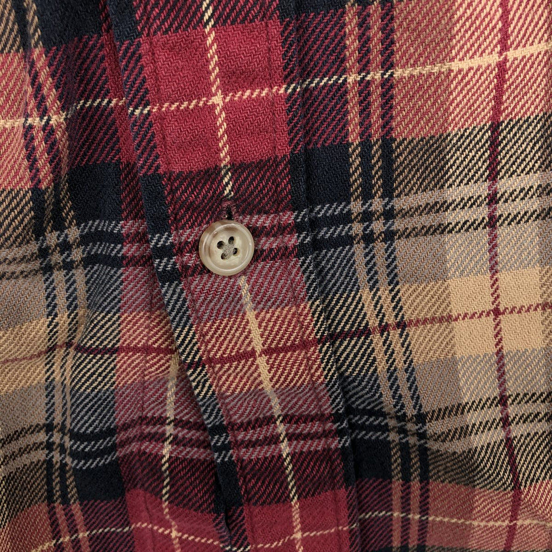 2000'S Ralph Lauren Polo Jeans Company long-sleeved flannel check shirt, men's size XL cotton wine-red Vintage Second Hand