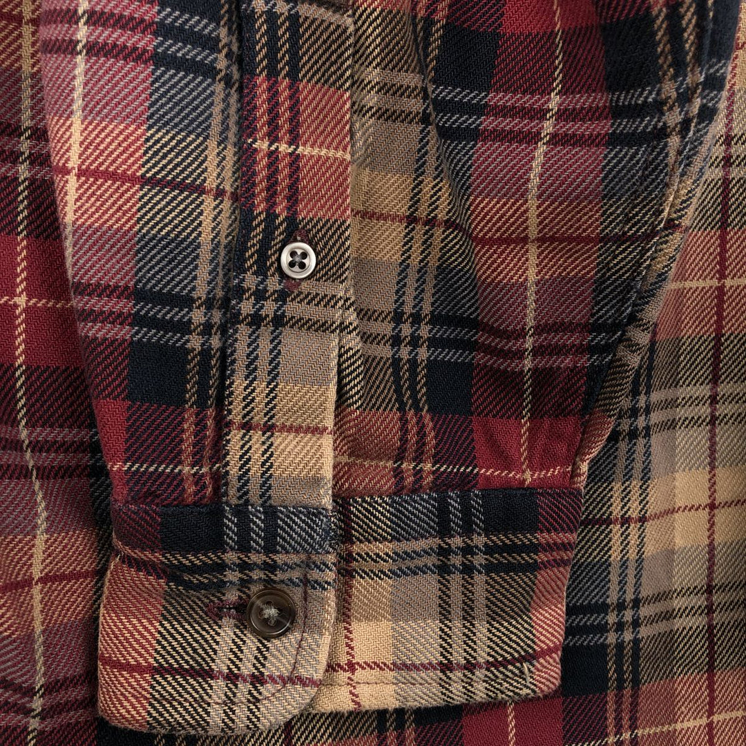 2000'S Ralph Lauren Polo Jeans Company long-sleeved flannel check shirt, men's size XL cotton wine-red Vintage Second Hand