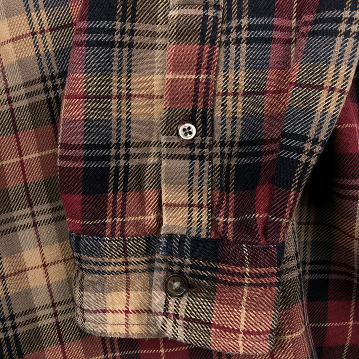 2000'S Ralph Lauren Polo Jeans Company long-sleeved flannel check shirt, men's size XL cotton wine-red Vintage Second Hand