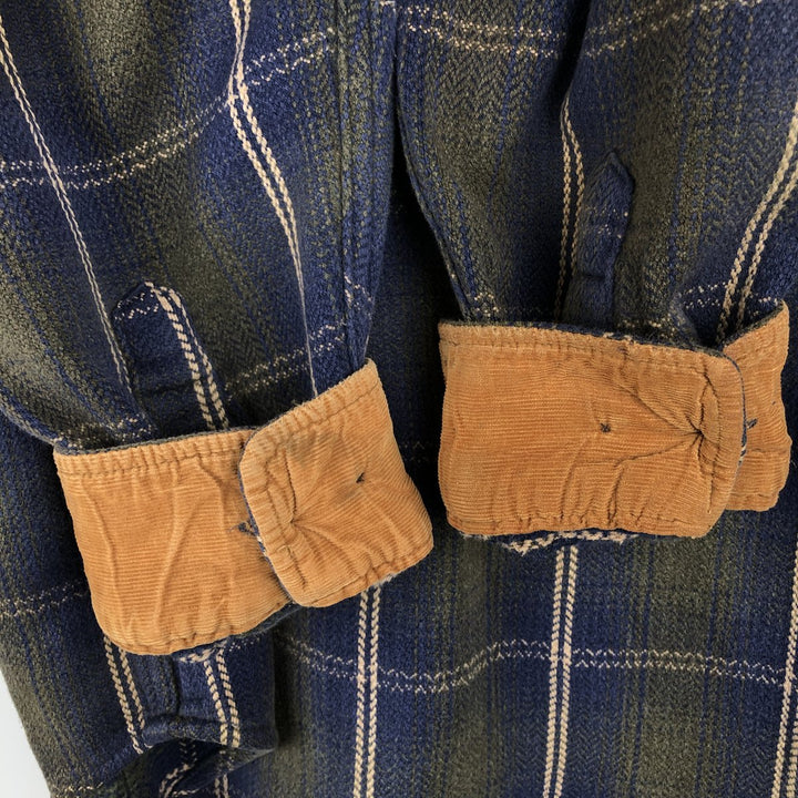 90s-00'S Vintage Long Sleeve Heavy Flannel Check Shirt, Men's Size XL cotton navy blue type Vintage Second Hand
