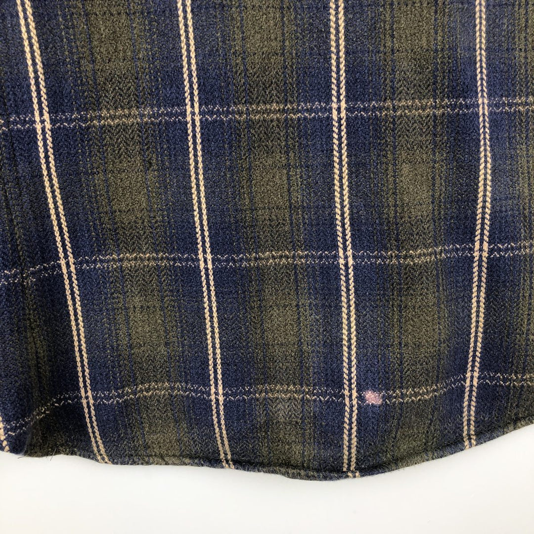 90s-00'S Vintage Long Sleeve Heavy Flannel Check Shirt, Men's Size XL cotton navy blue type Vintage Second Hand